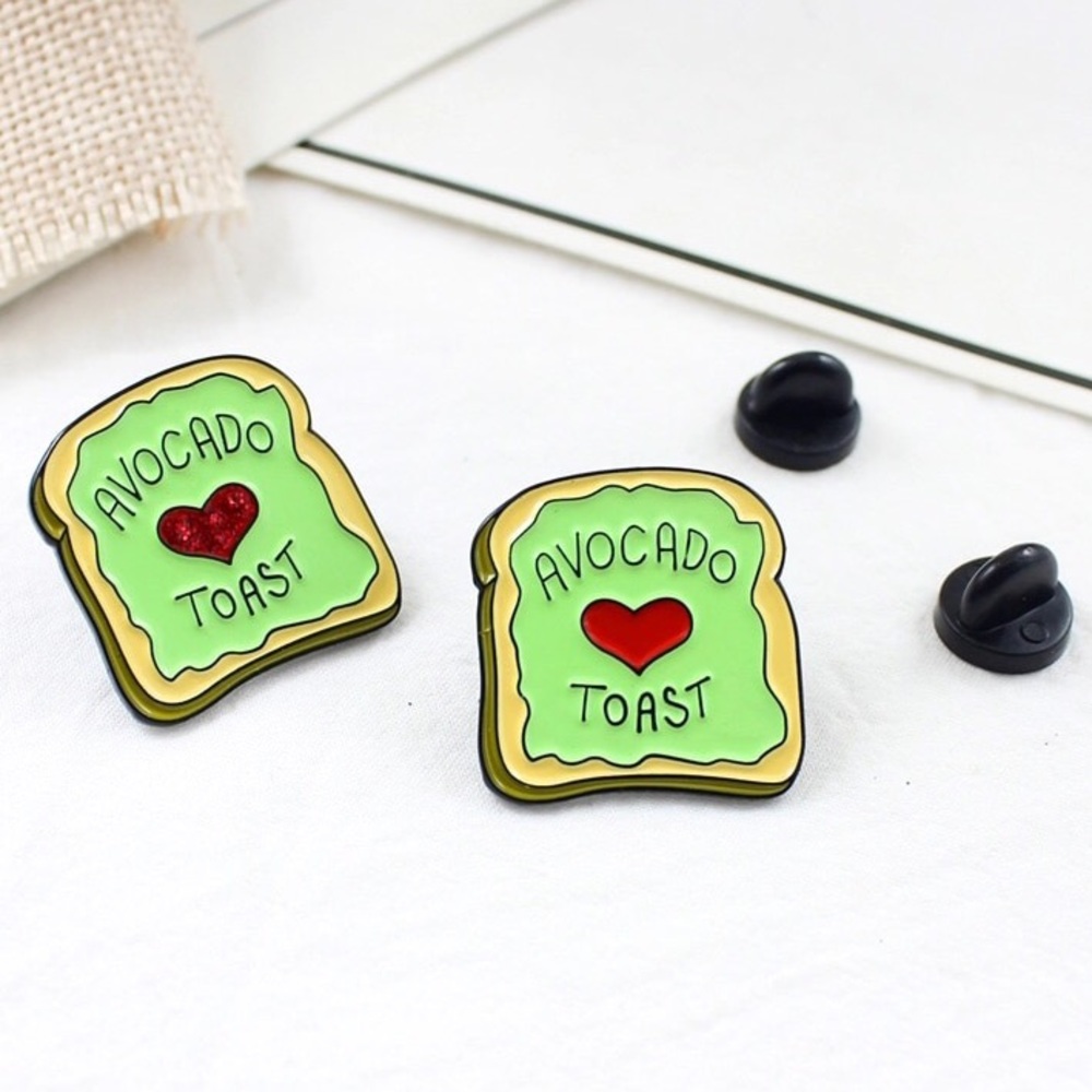 NEW Avocado Breakfast Toast Enamel Pin Brooch - Picture 3 of 4
